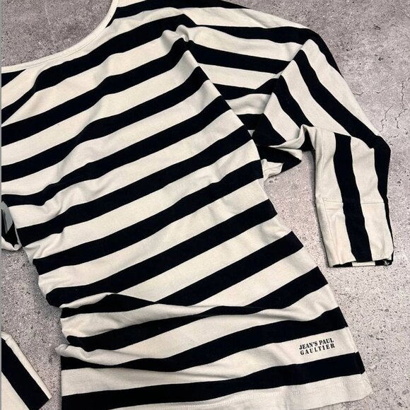 Vintage Jean Paul Gaultier Striped Anchor T-shirt Cropped Women Size L fits M - Picture 9 of 10